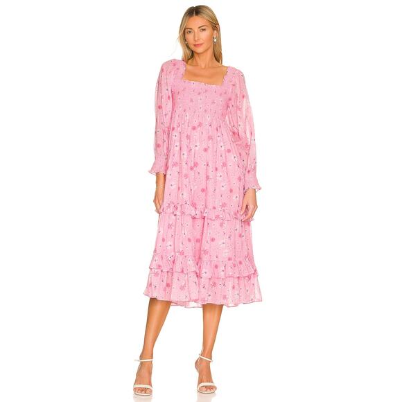 LoveShackFancy Miri Dress Pink Blaze - Picture 3 of 10